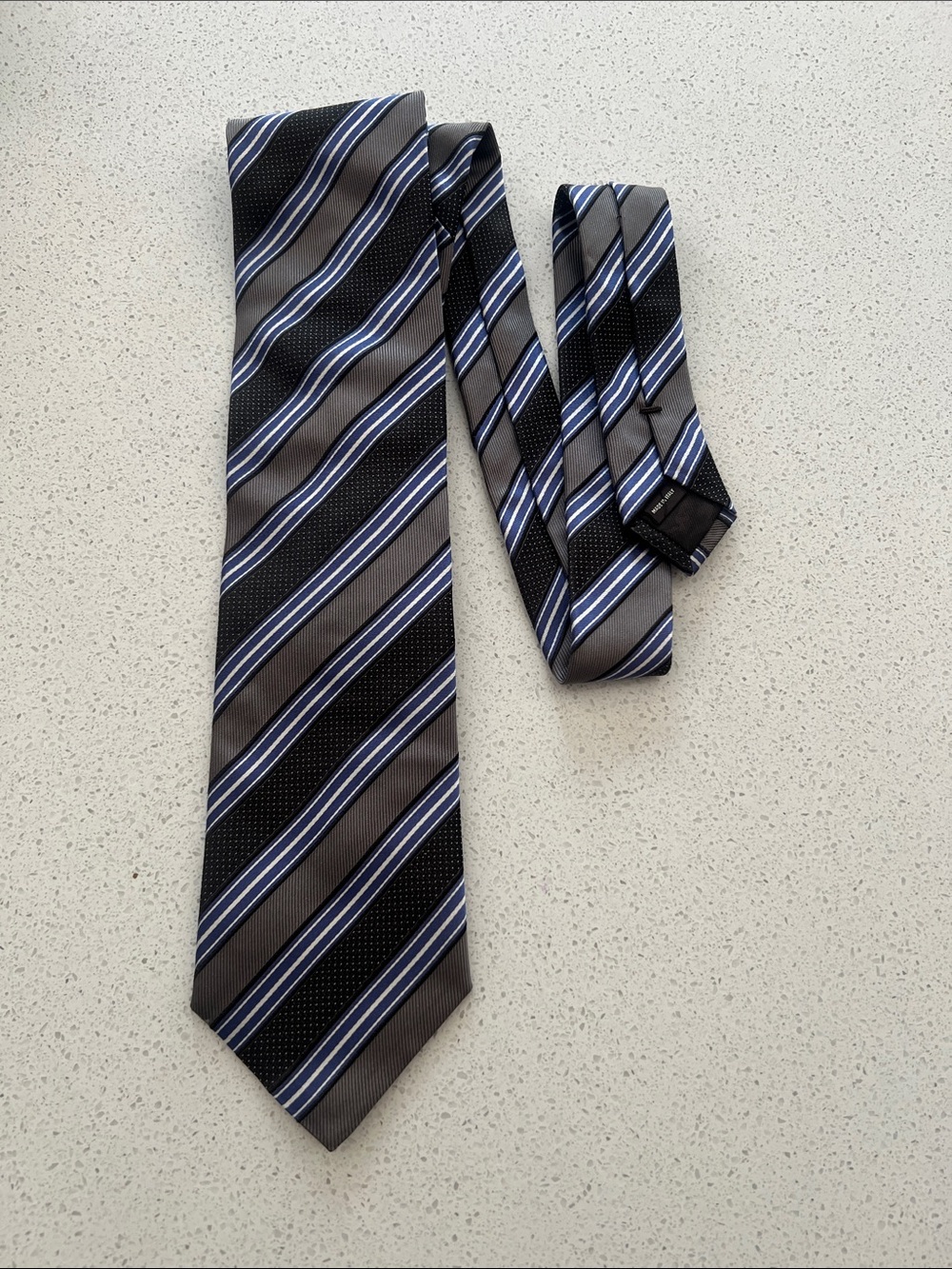 Canali Striped Tie Blue and Gray Polka Dots